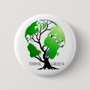 Groen denken ronde button 5,7 cm