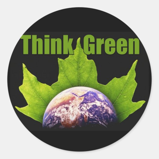 Groen denken ronde sticker (Voorkant)