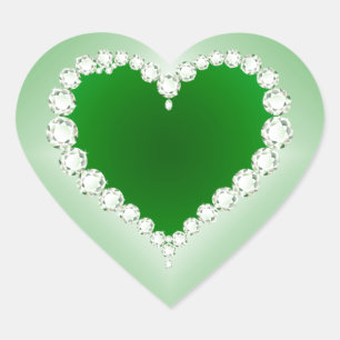 Groen, Diamanten, Hart, Hart Sticker