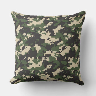 Groen Digitaal Camouflagepatroon Kussen