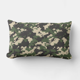 Groen Digitaal Camouflagepatroon Kussen