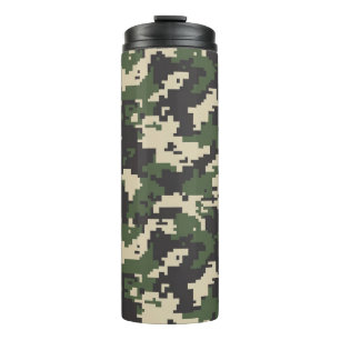 Groen Digitaal Camouflagepatroon Thermosbeker