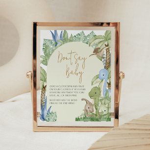 Groen Dinosaurus Baby shower zeg geen Baby Poster