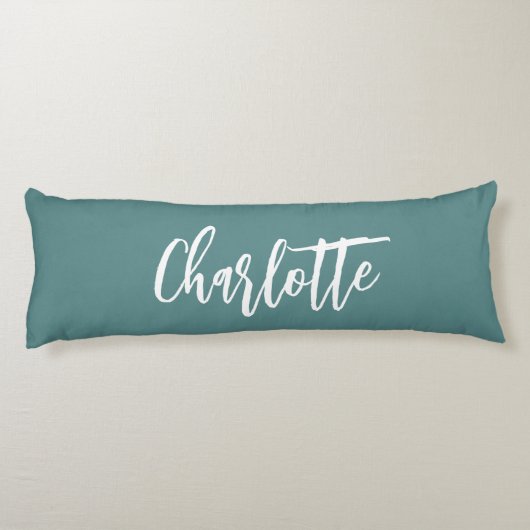 Groen donkercyaan naamscript lichaamskussen (Achterkant)