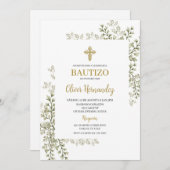 groen doop spaanse uitnodiging (Voorkant / Achterkant)