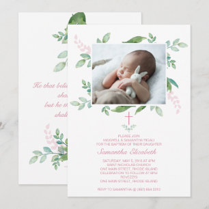Groen Doop Uitnodiging Meisje Foto
