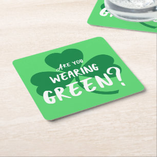 Groen dragen? St. Patrick van de klaver de Partij Vierkante Kartonnen Onderzetter
