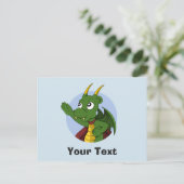 Groen drakencartoon briefkaart (Staand voorkant)