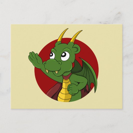 Groen drakencartoon briefkaart (Voorkant)