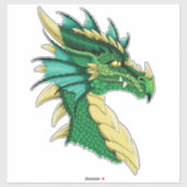 Groen Drakenportret Sticker (Vel)