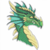 Groen Drakenportret Sticker (Voorkant)