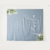 Groen Dusty Blue Engagement Party Achtergrond Wandkleed (Voorkant (horizontaal))