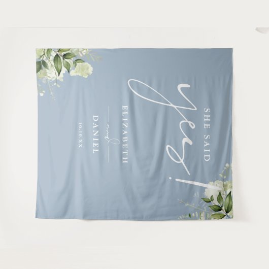 Groen Dusty Blue Engagement Party Achtergrond Wandkleed (Voorkant (horizontaal))