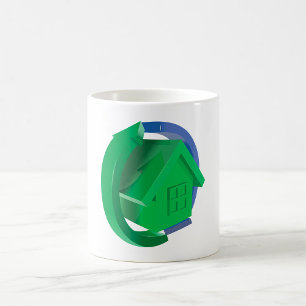 Groen Eco Huis met Cirkelvormige Pijlen Koffiemok