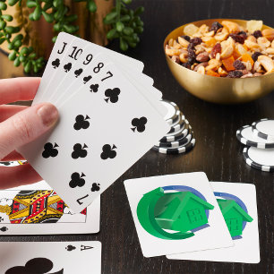 Groen Eco Huis met Cirkelvormige Pijlen Pokerkaarten