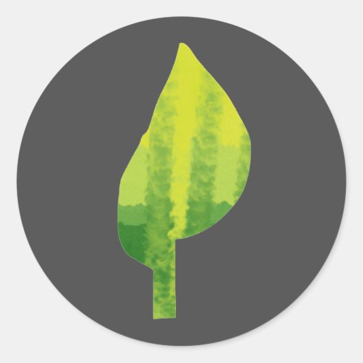 Groen eco-natuur bladerontwerp ronde sticker (Voorkant)