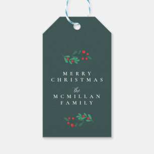 Groen Eenvoudig ClassicKerstmis Bloemen Gift Label Cadeaulabel