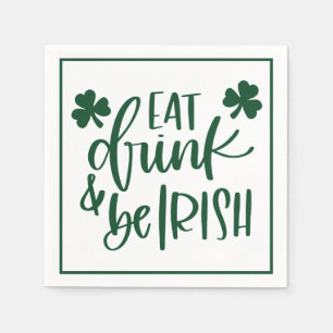 Groen Eet Drink Iers Feest Typografie Ontwerp Servet