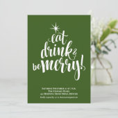 Groen Eet Drink & Wees Vrolijk Kerstfeest Kaart (Staand voorkant)