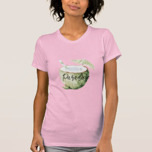 Groen Eiland Kokosnoot Paradijs T-shirt