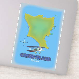 Groen eiland Taiwan reisposter. Sticker