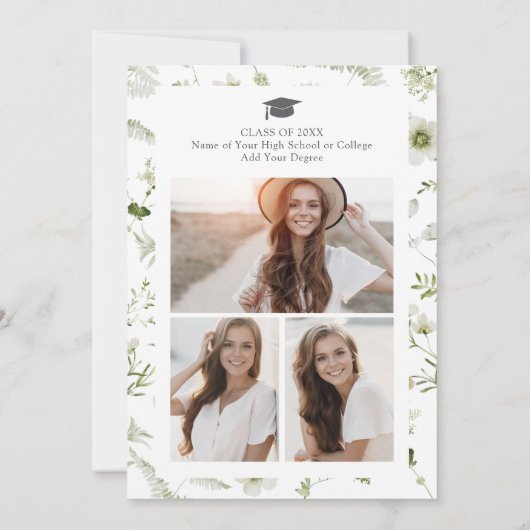 Groen Elegant Afstuderen Kaart (Achterkant)