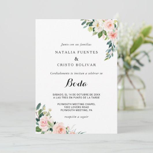 Groen Elegant Bloemen Bruiloft Kaart (Staand voorkant)