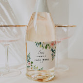 Groen Elegant Bloemen Bruiloft Mousserende Wijn La Sparkling Wijnetiket