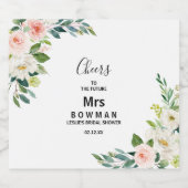 Groen Elegant Bloemige Bruidsdouche Sparkling Wijnetiket (Enkel label)