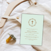 Groen Elegant Klassiek Kruiskrans Doop Kaart