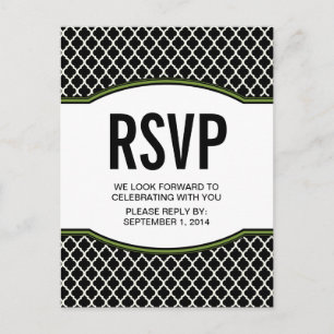 Groen Elegant Quatrefoil RSVP Briefkaart