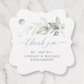 Groen Elegant Romantisch Bruiloft Dank u Bedankjes Labels (Voorkant)