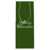 Groen elegant script voor prettig kerstbos eenvoud wijn cadeautas (Achterkant)