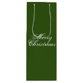 Groen elegant script voor prettig kerstbos eenvoud wijn cadeautas (Voorkant)