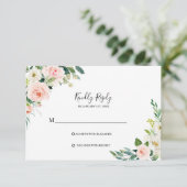 Groen Elegante Bloemen RSVP-kaart RSVP Kaartje (Staand voorkant)