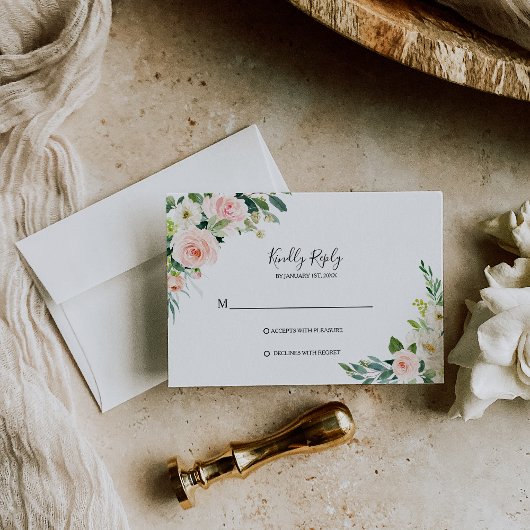 Groen Elegante Bloemen RSVP-kaart RSVP Kaartje