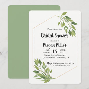 Groen elegante Bruids douche uitnodiging