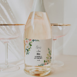 Groen Elegante Bruiloftsbloemen Shower Sparkling Wijnetiket