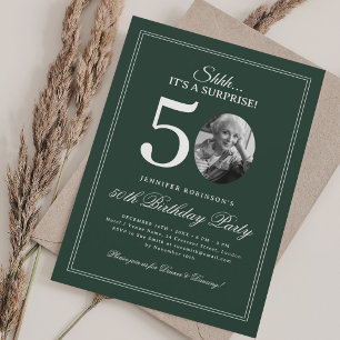 Groen Elegante Verjaardagsfeest Surprise 50 Kaart