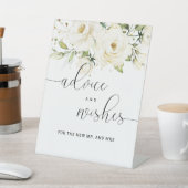 Groen Elegante Witte roos Advies en wensen Reclamebord Met Voetstuk (Insitu)