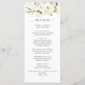 Groen elegante witte roos bruiloft Diner Menu (Voorkant)
