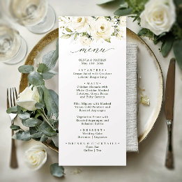 Groen elegante witte roos bruiloft Diner Menu