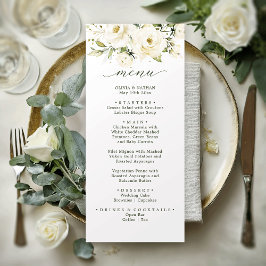 Groen elegante witte roos bruiloft Diner Menu