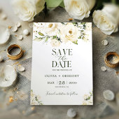 Groen Elegante Witte roos bruiloft Save The Date