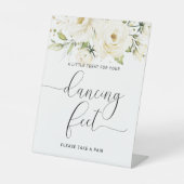 Groen Elegante Witte roos Wedding Dancing Voeten Reclamebord Met Voetstuk (Voorkant)