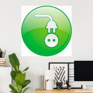 Groen Elektrisch Stopcontact Pictogram Poster