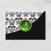 GROEN EMERALD DAMASK MONOGRAM VISITEKAARTJE (Achterkant)