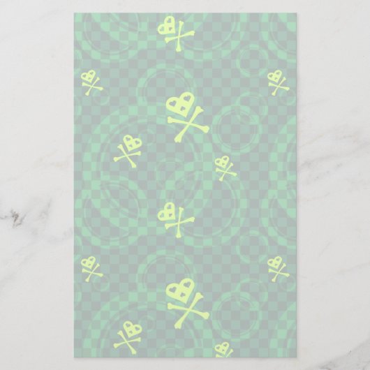 Groen Emo-patroon met cirkels Briefpapier (Voorkant)