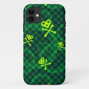 Groen Emo-patroon met cirkels iPhone 11 Hoesje