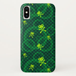 Groen Emo-patroon met cirkels iPhone X Hoesje